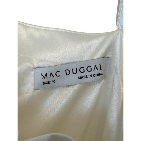 Mac Duggal White Satin One Shoulder Ruffle Gown Evening Dress Size 10 - Picture 12 of 14